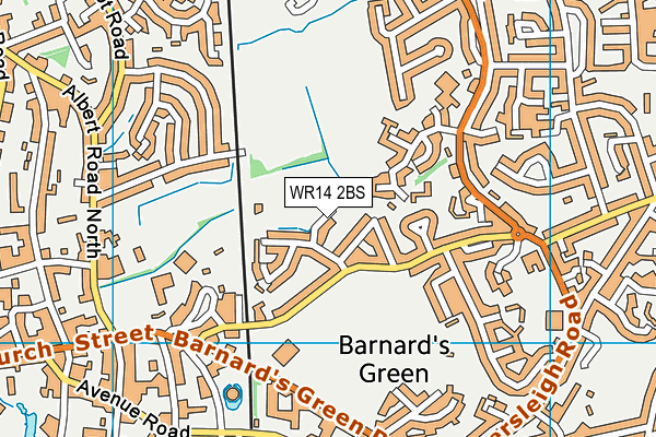 WR14 2BS map - OS VectorMap District (Ordnance Survey)