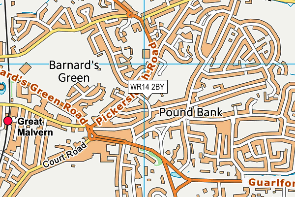 WR14 2BY map - OS VectorMap District (Ordnance Survey)