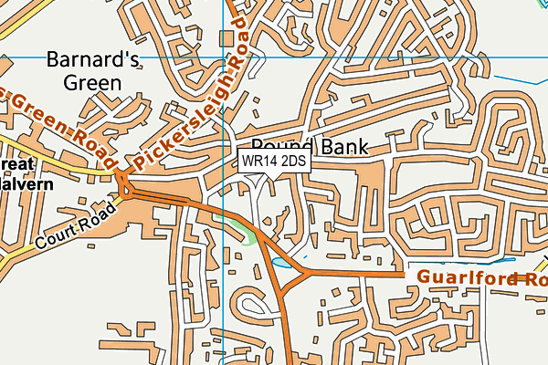 WR14 2DS map - OS VectorMap District (Ordnance Survey)