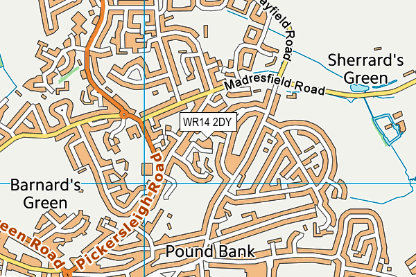 WR14 2DY map - OS VectorMap District (Ordnance Survey)