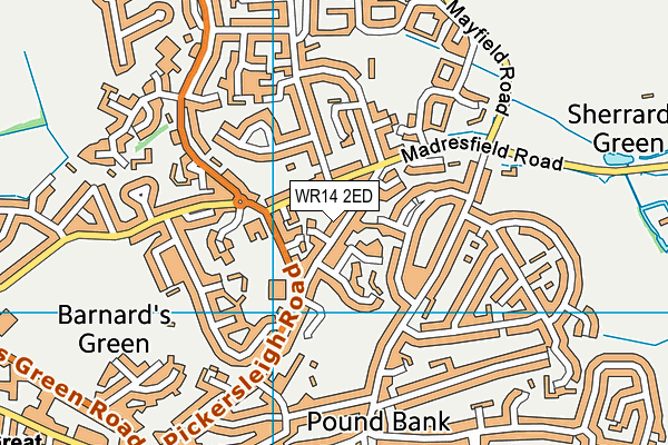 WR14 2ED map - OS VectorMap District (Ordnance Survey)
