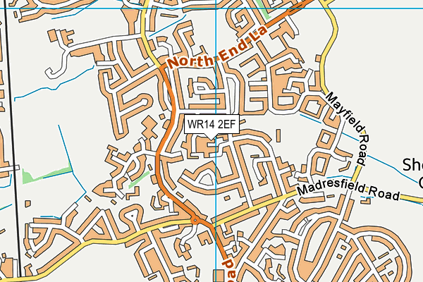 WR14 2EF map - OS VectorMap District (Ordnance Survey)
