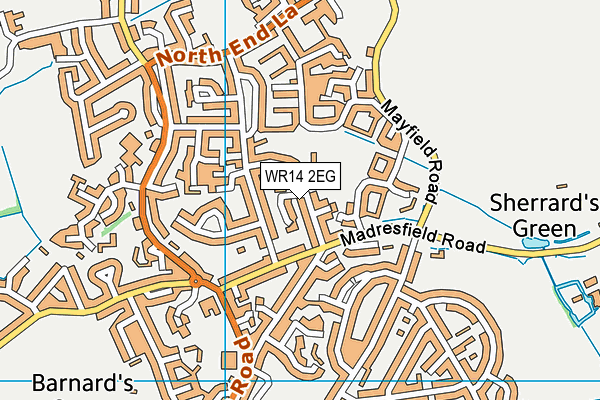 WR14 2EG map - OS VectorMap District (Ordnance Survey)