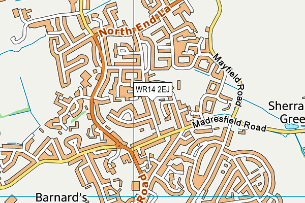 WR14 2EJ map - OS VectorMap District (Ordnance Survey)