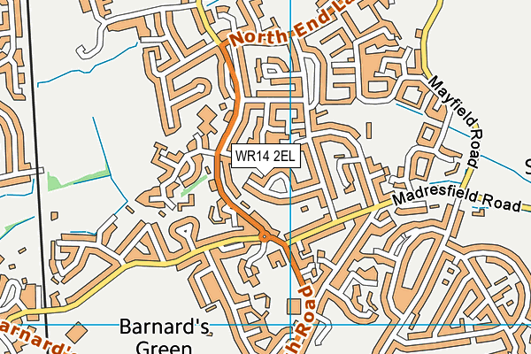 WR14 2EL map - OS VectorMap District (Ordnance Survey)