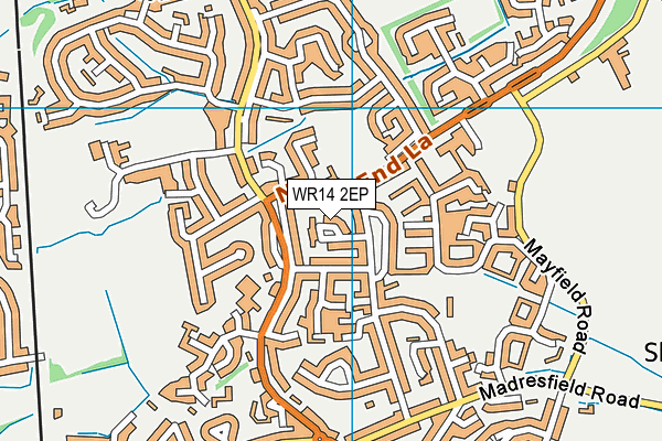 WR14 2EP map - OS VectorMap District (Ordnance Survey)