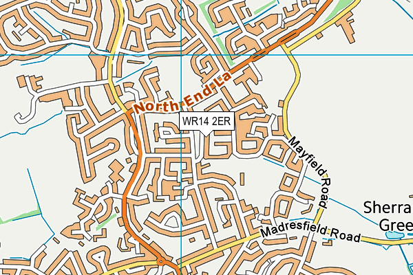 WR14 2ER map - OS VectorMap District (Ordnance Survey)