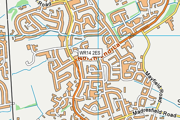 WR14 2ES map - OS VectorMap District (Ordnance Survey)