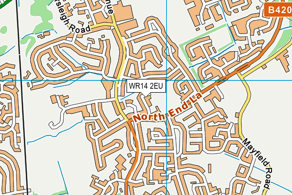 WR14 2EU map - OS VectorMap District (Ordnance Survey)