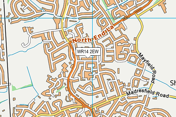 WR14 2EW map - OS VectorMap District (Ordnance Survey)