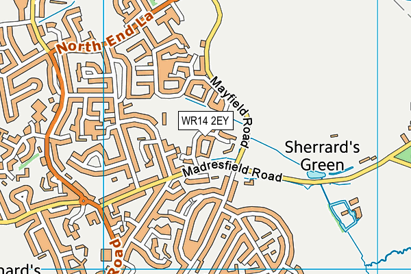 WR14 2EY map - OS VectorMap District (Ordnance Survey)