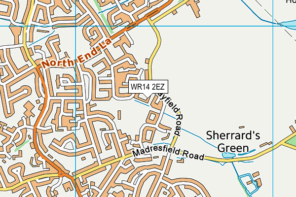 WR14 2EZ map - OS VectorMap District (Ordnance Survey)