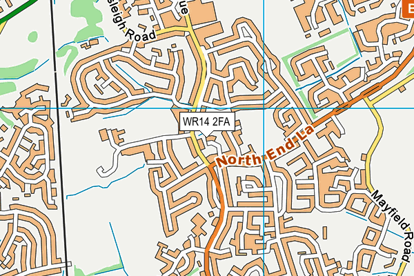 WR14 2FA map - OS VectorMap District (Ordnance Survey)