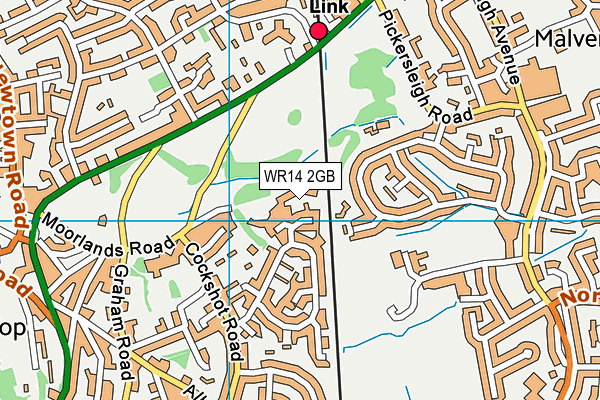 WR14 2GB map - OS VectorMap District (Ordnance Survey)
