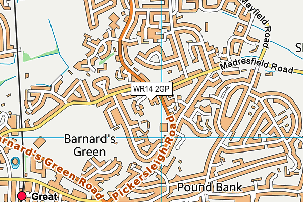 WR14 2GP map - OS VectorMap District (Ordnance Survey)