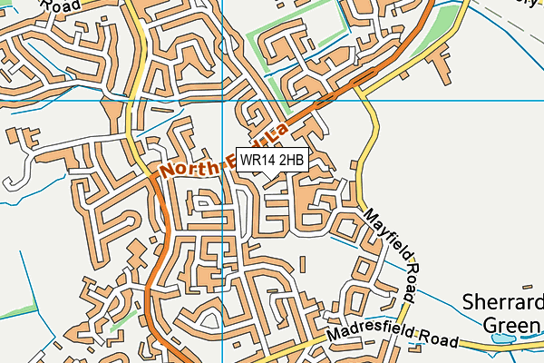 WR14 2HB map - OS VectorMap District (Ordnance Survey)
