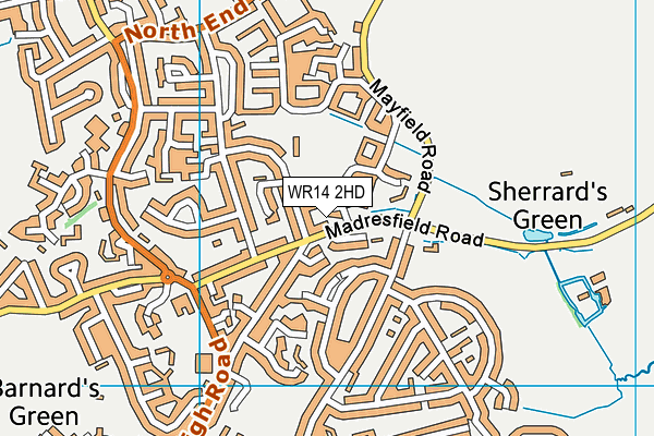 WR14 2HD map - OS VectorMap District (Ordnance Survey)