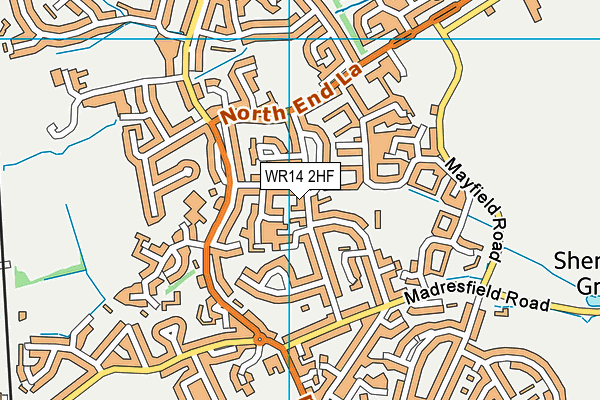 WR14 2HF map - OS VectorMap District (Ordnance Survey)