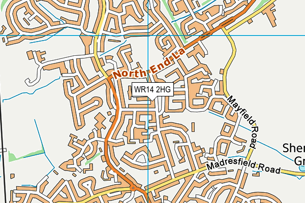 WR14 2HG map - OS VectorMap District (Ordnance Survey)