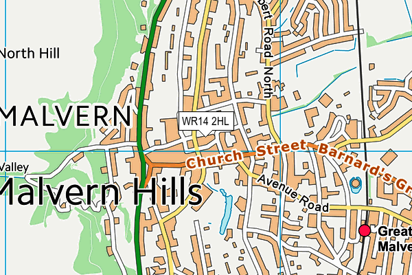 WR14 2HL map - OS VectorMap District (Ordnance Survey)