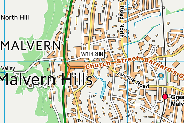 WR14 2HN map - OS VectorMap District (Ordnance Survey)