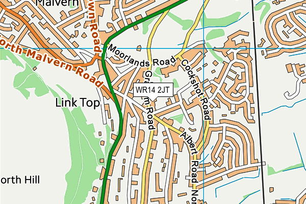 WR14 2JT map - OS VectorMap District (Ordnance Survey)