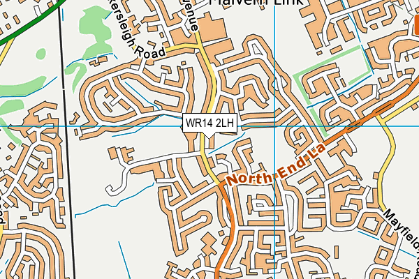 WR14 2LH map - OS VectorMap District (Ordnance Survey)