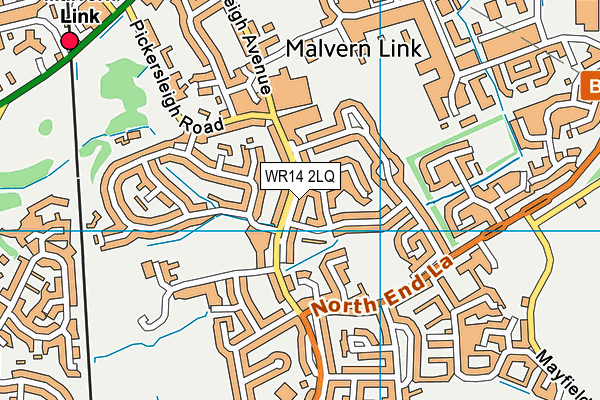 WR14 2LQ map - OS VectorMap District (Ordnance Survey)