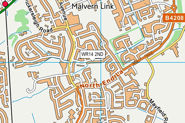 WR14 2ND map - OS VectorMap District (Ordnance Survey)