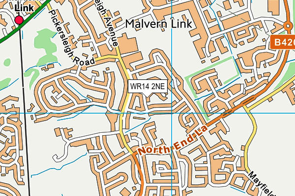 WR14 2NE map - OS VectorMap District (Ordnance Survey)