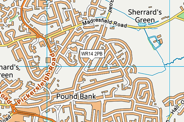 WR14 2PB map - OS VectorMap District (Ordnance Survey)