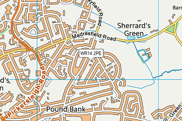 WR14 2PE map - OS VectorMap District (Ordnance Survey)