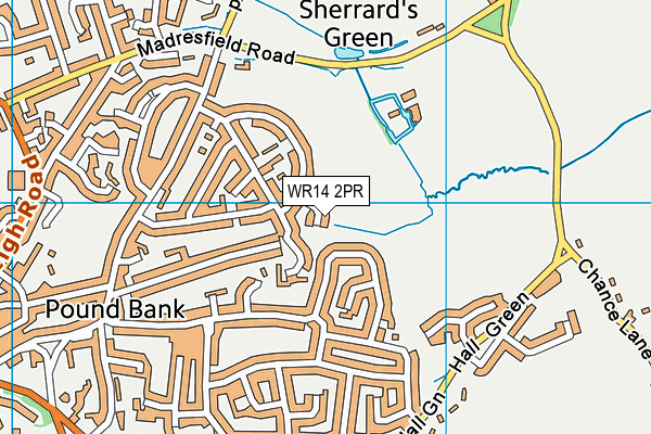 WR14 2PR map - OS VectorMap District (Ordnance Survey)