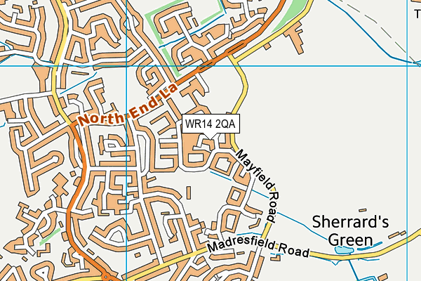 WR14 2QA map - OS VectorMap District (Ordnance Survey)