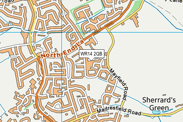 WR14 2QB map - OS VectorMap District (Ordnance Survey)