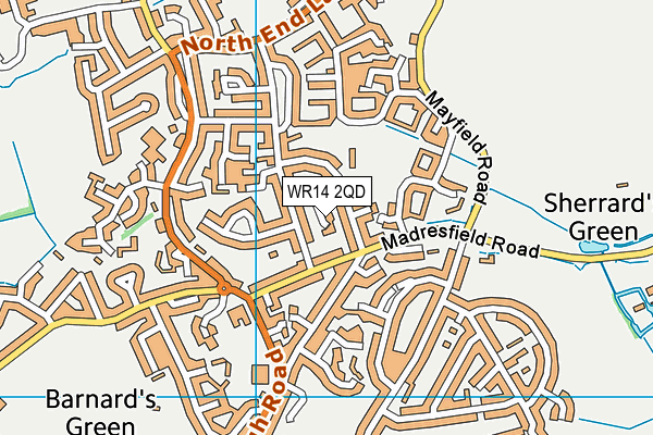 WR14 2QD map - OS VectorMap District (Ordnance Survey)