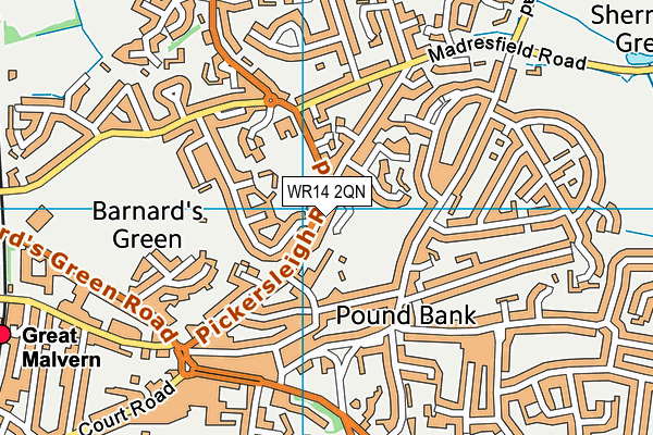 WR14 2QN map - OS VectorMap District (Ordnance Survey)