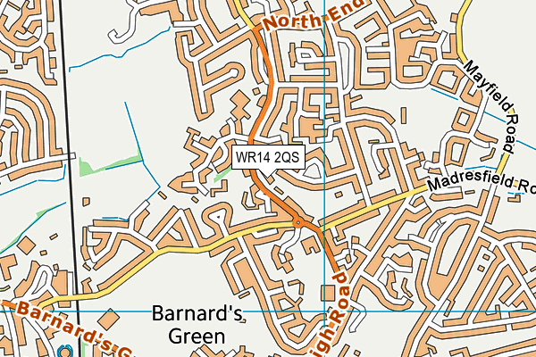 WR14 2QS map - OS VectorMap District (Ordnance Survey)