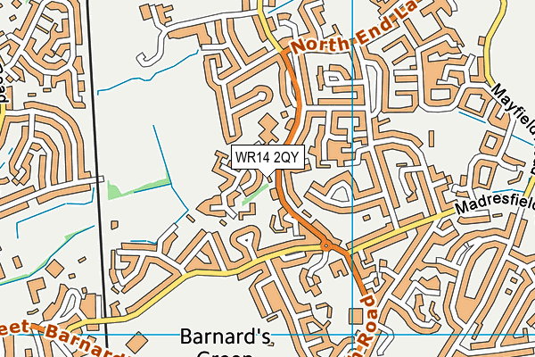 WR14 2QY map - OS VectorMap District (Ordnance Survey)