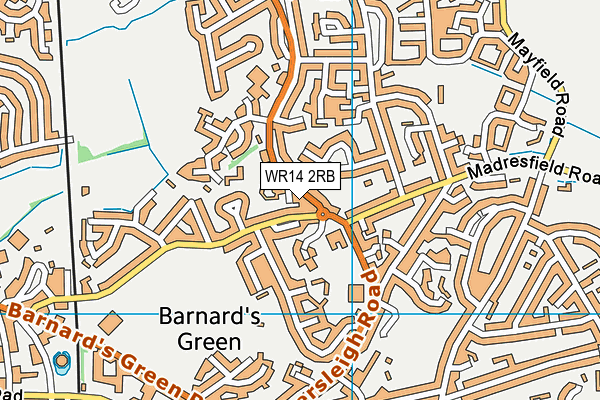 WR14 2RB map - OS VectorMap District (Ordnance Survey)