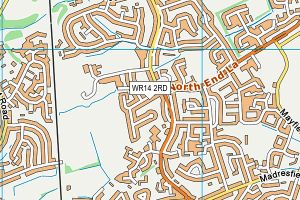 WR14 2RD map - OS VectorMap District (Ordnance Survey)