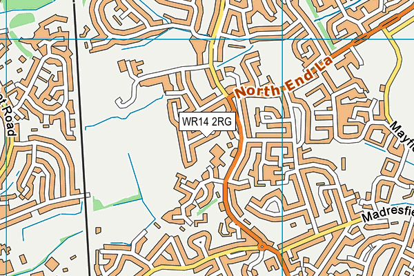 WR14 2RG map - OS VectorMap District (Ordnance Survey)