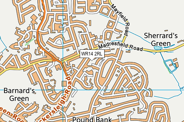 WR14 2RL map - OS VectorMap District (Ordnance Survey)