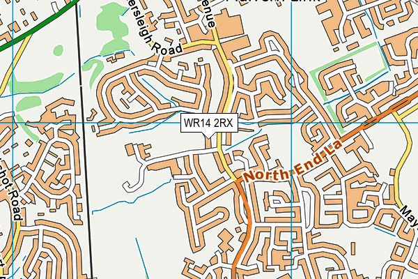 WR14 2RX map - OS VectorMap District (Ordnance Survey)