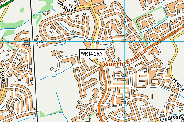 WR14 2RY map - OS VectorMap District (Ordnance Survey)