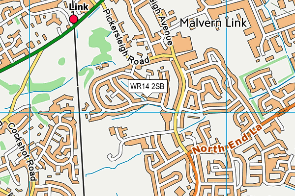 WR14 2SB map - OS VectorMap District (Ordnance Survey)