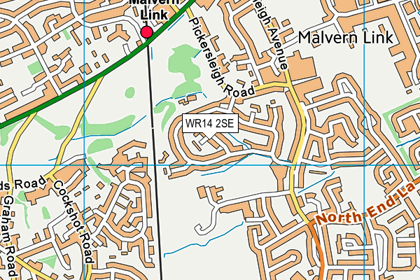WR14 2SE map - OS VectorMap District (Ordnance Survey)