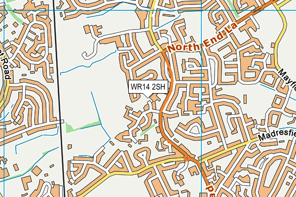 WR14 2SH map - OS VectorMap District (Ordnance Survey)