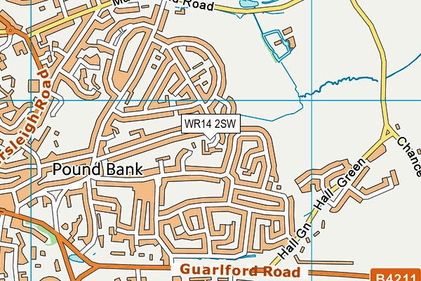 WR14 2SW map - OS VectorMap District (Ordnance Survey)