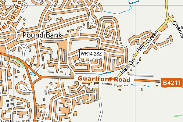 WR14 2SZ map - OS VectorMap District (Ordnance Survey)